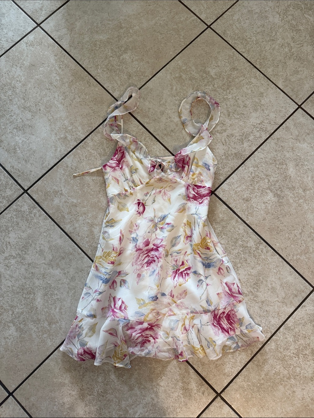 MAJORELLE Floral Sundress - Pink & Cream with Yellow Accents